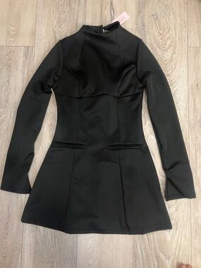 Black Long-Sleeve Mini Dress